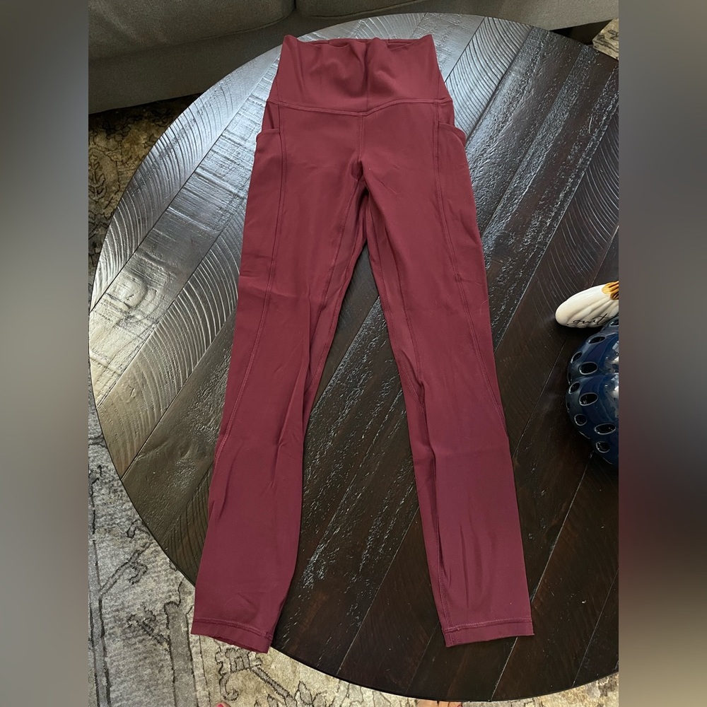 Lululemon Wunder Train High Rise Leggings size 2 Burgundy